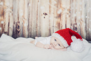 Baby in christmas hat