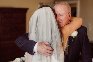 Father of the bride in tears as he sees his daughter for the first time