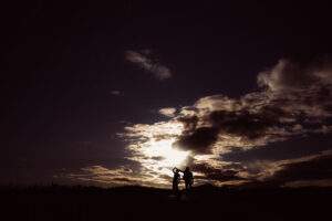 Bride & groom dancing silhouette